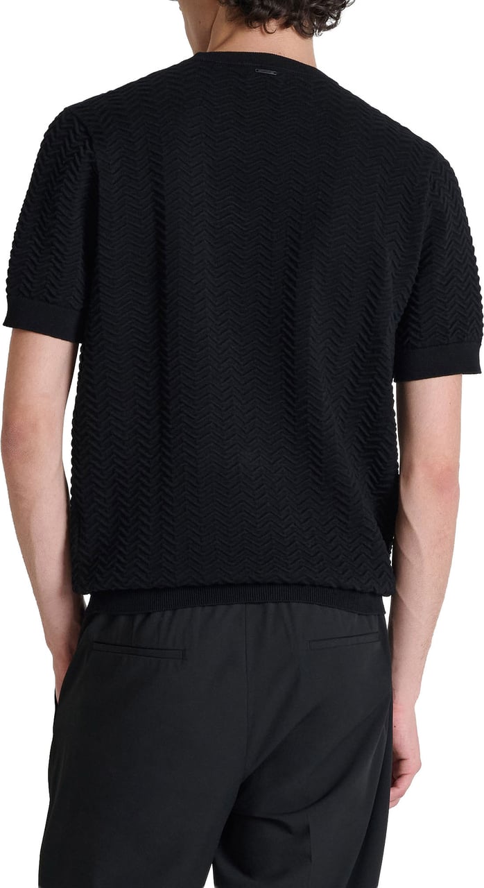 Antony Morato SWEATER ROUND COLLAR SHORT SLEEVES REGULAR FIT IN COTTON SOFT YARN Zwart