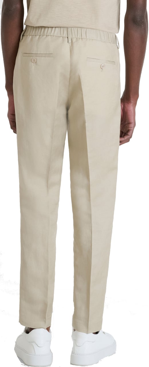 Antony Morato TROUSERS LUIS REGULAR FIT IN SLUB LINEN VISCOSE BLEND FABRIC Beige