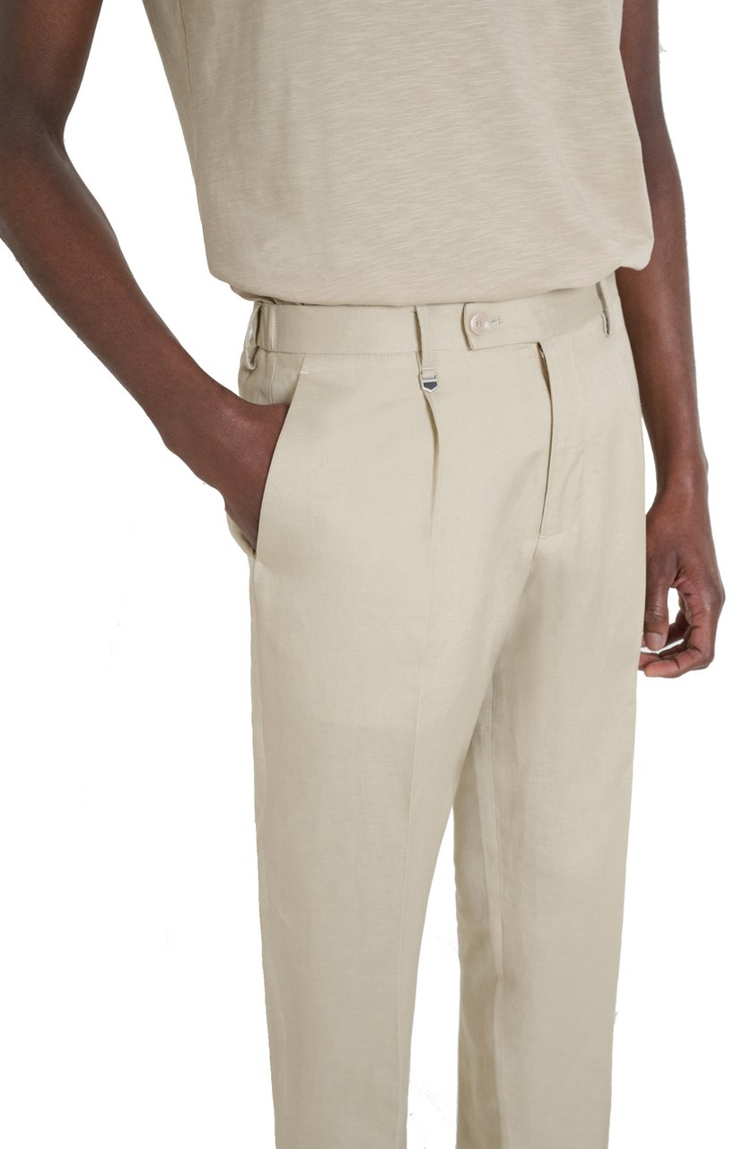 Antony Morato TROUSERS LUIS REGULAR FIT IN SLUB LINEN VISCOSE BLEND FABRIC Beige