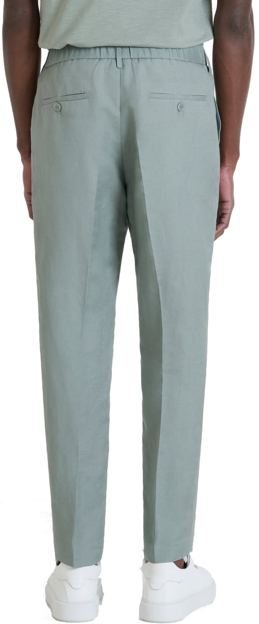 Antony Morato TROUSERS LUIS REGULAR FIT IN SLUB LINEN VISCOSE BLEND FABRIC Groen