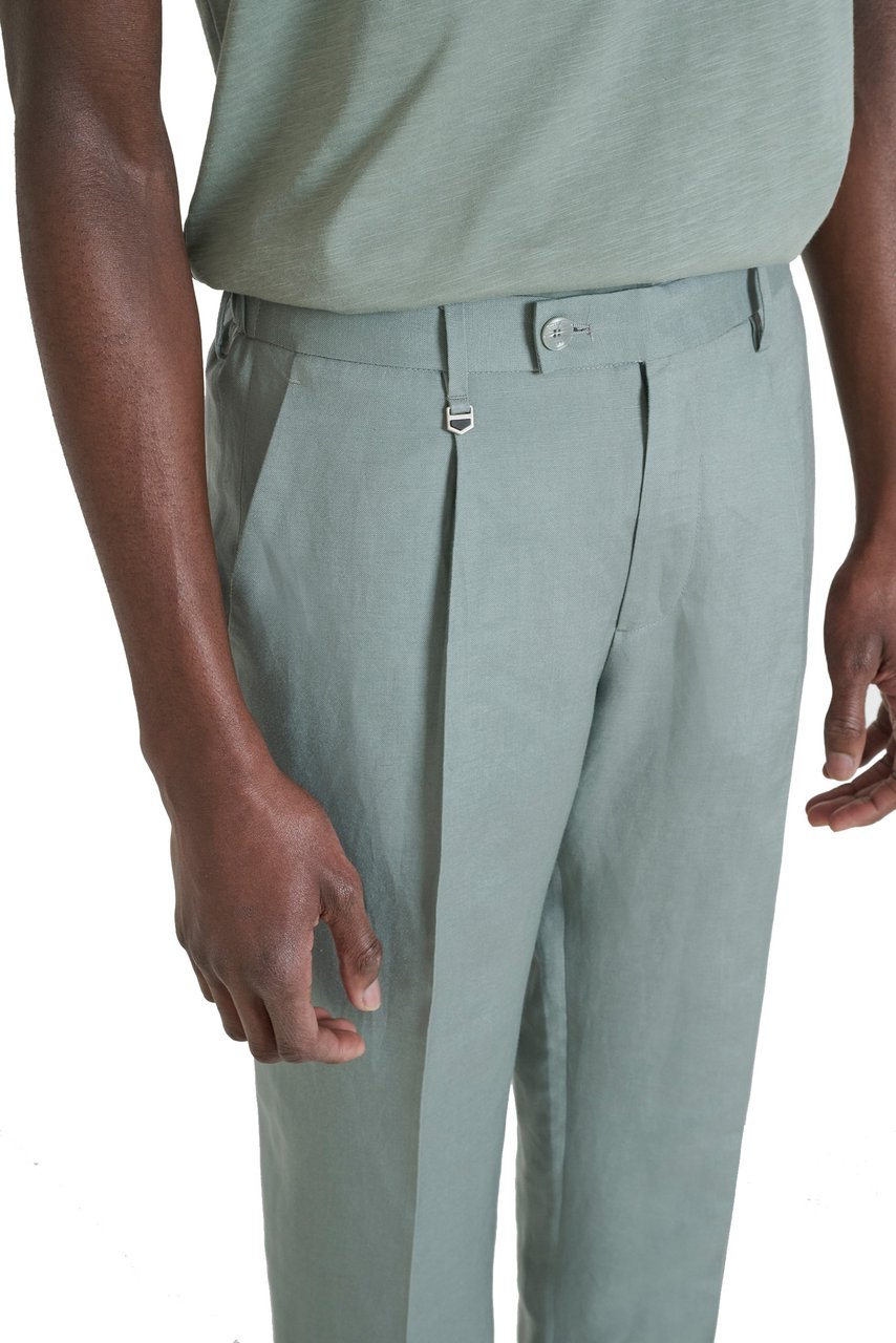 Antony Morato TROUSERS LUIS REGULAR FIT IN SLUB LINEN VISCOSE BLEND FABRIC Groen