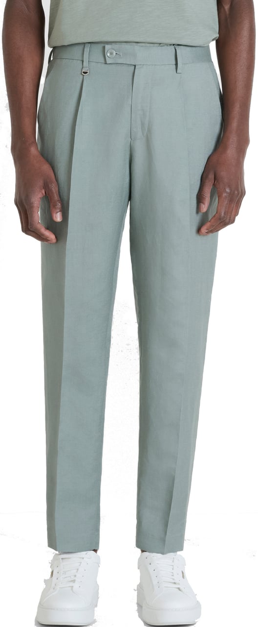 Antony Morato TROUSERS LUIS REGULAR FIT IN SLUB LINEN VISCOSE BLEND FABRIC Groen