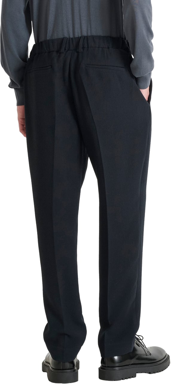 Antony Morato TROUSERS CORA REGULAR STRAIGHT FIT IN CRINKLE POLYESTER FABRIC TECHNO HANDFEEL Blauw