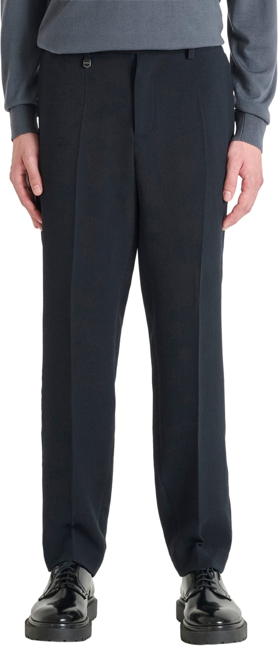 Antony Morato TROUSERS CORA REGULAR STRAIGHT FIT IN CRINKLE POLYESTER FABRIC TECHNO HANDFEEL Blauw
