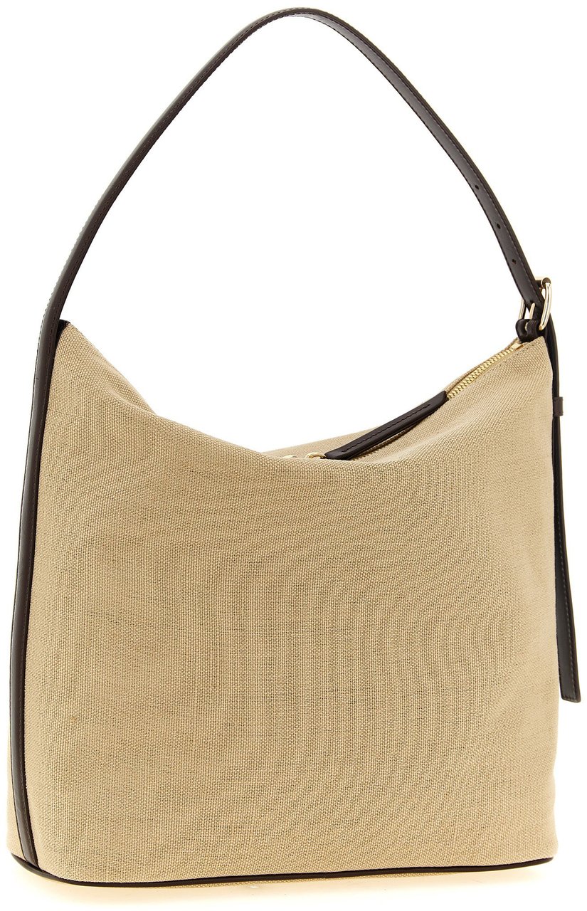 A.P.C. Linen Bag with Leather Accents and Adjustable Strap Neutraal