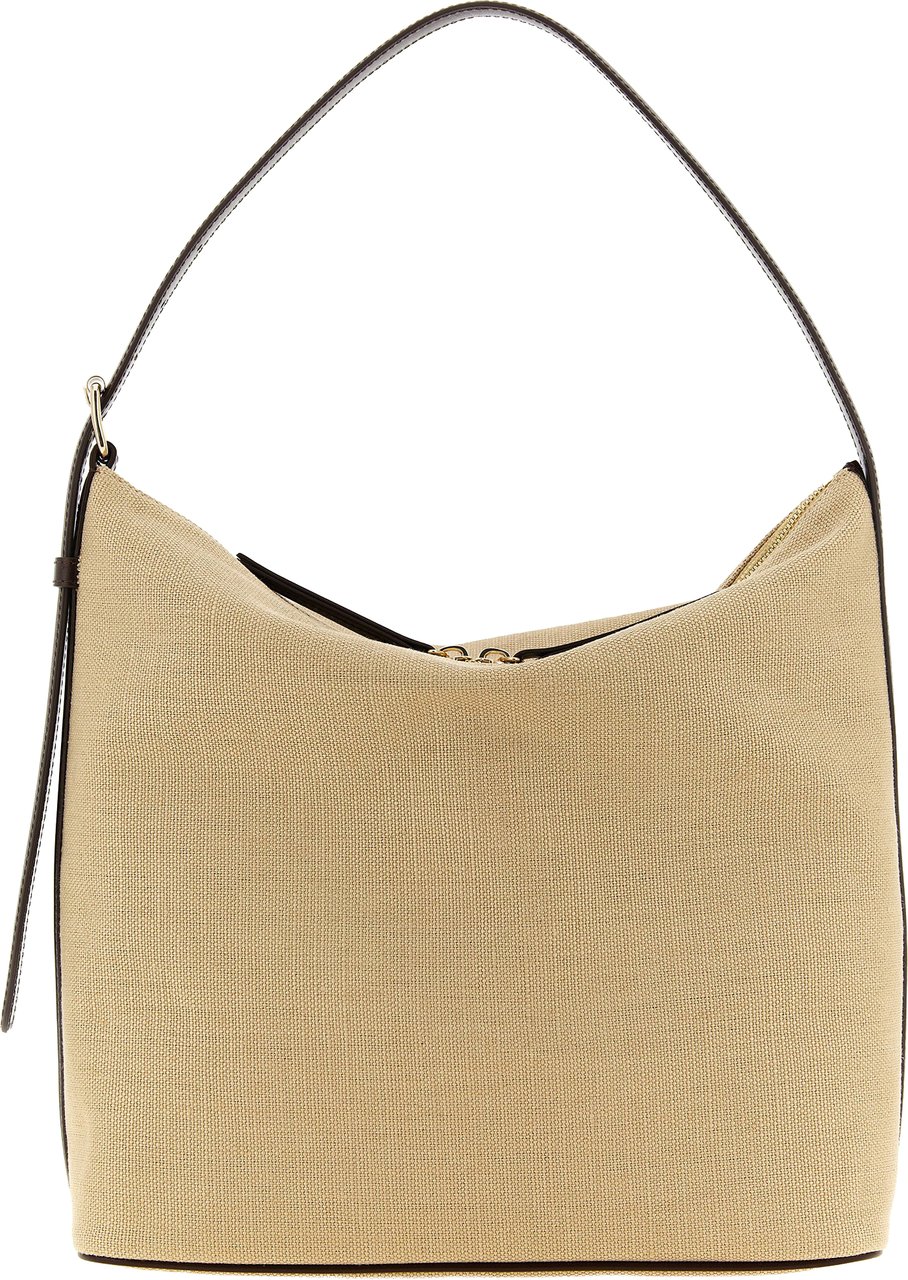 A.P.C. Linen Bag with Leather Accents and Adjustable Strap Neutraal