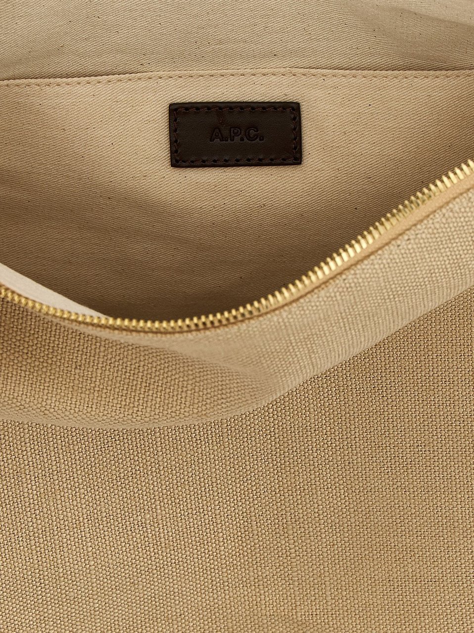 A.P.C. Linen Bag with Leather Accents and Adjustable Strap Neutraal