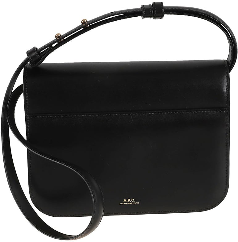 A.P.C. Structured Cowhide Leather Shoulder Bag Zwart