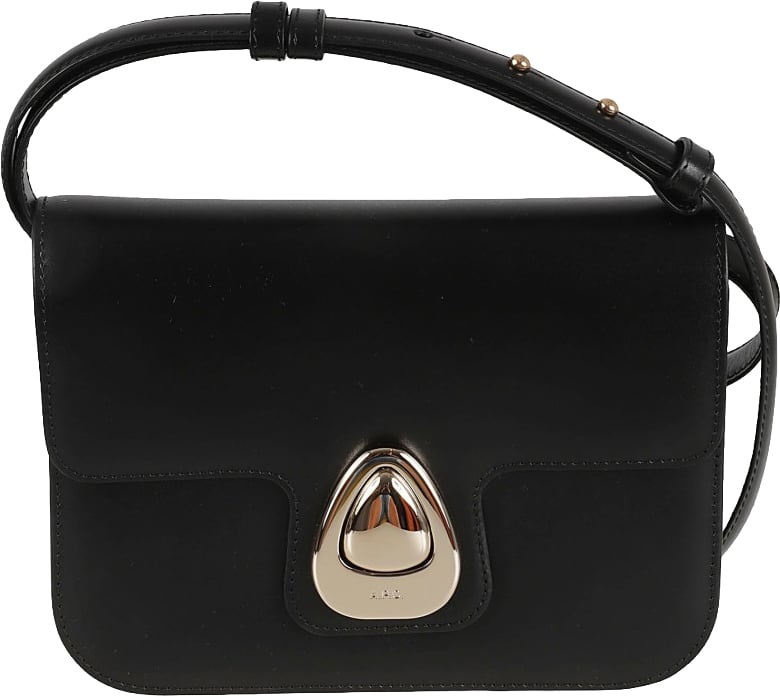 A.P.C. Structured Cowhide Leather Shoulder Bag Zwart