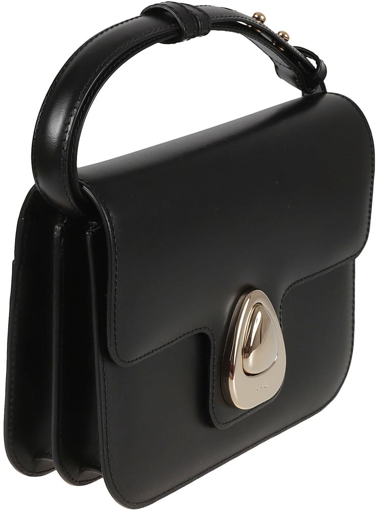 A.P.C. Structured Cowhide Leather Shoulder Bag Zwart