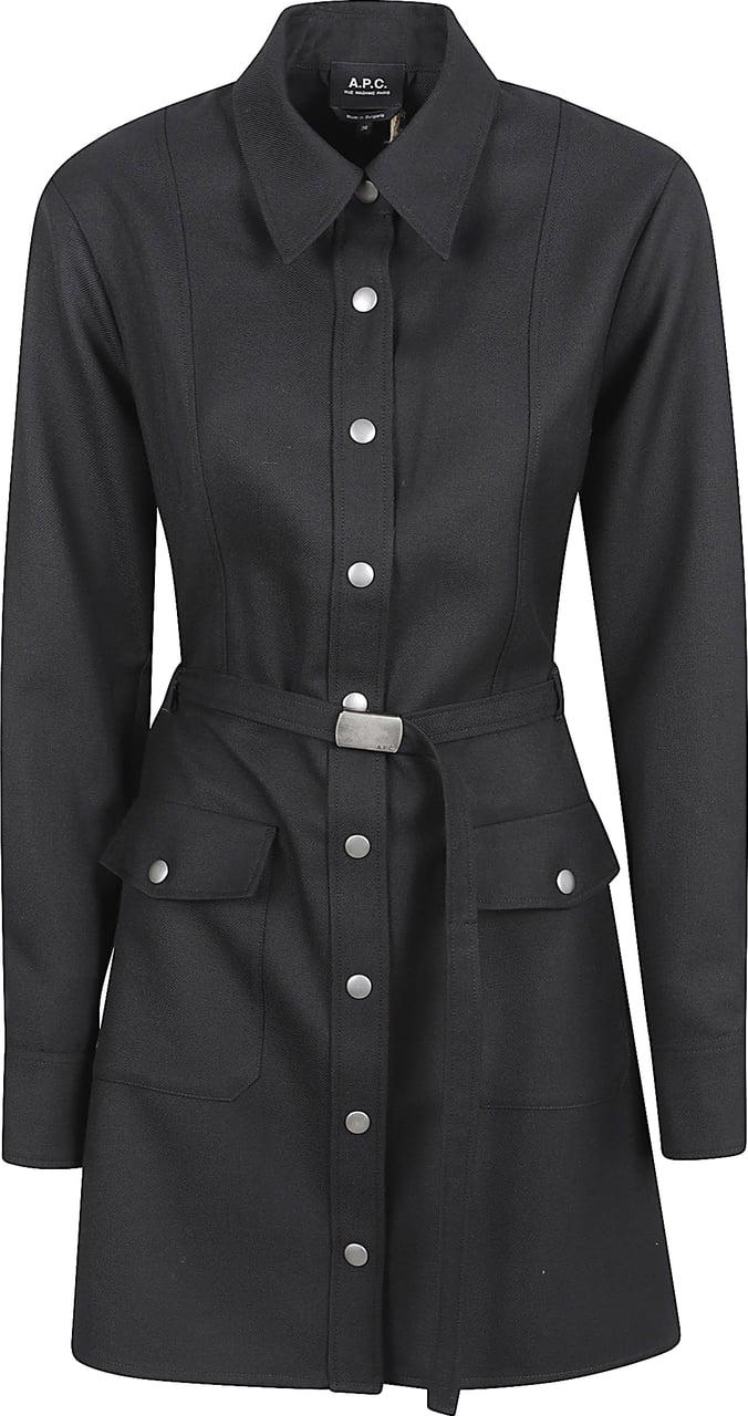 A.P.C. Tailored Black Coat with Structured Collar Zwart