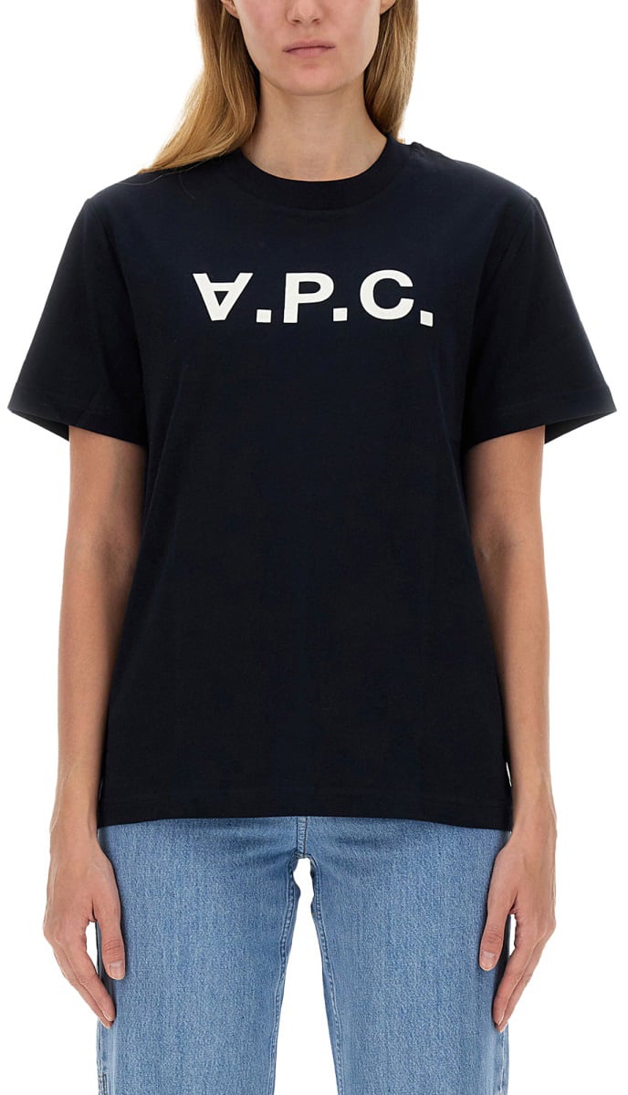 A.P.C. T-SHIRT CON LOGO Blauw