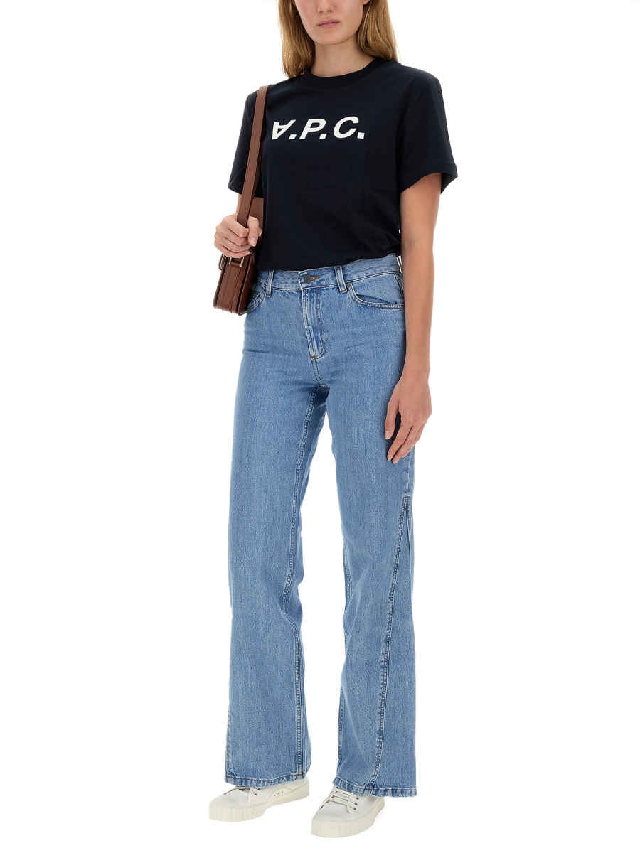 A.P.C. T-SHIRT CON LOGO Blauw