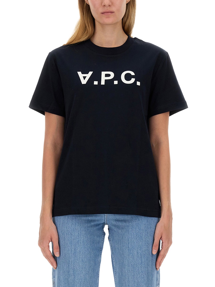 A.P.C. T-SHIRT CON LOGO Blauw