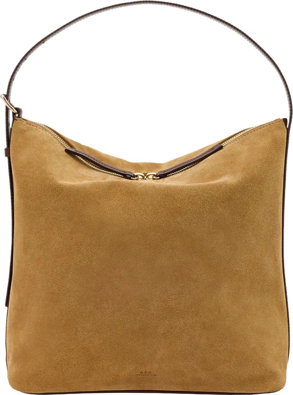 A.P.C. Structured Suede Handbag with Gold-Tone Accents Bruin