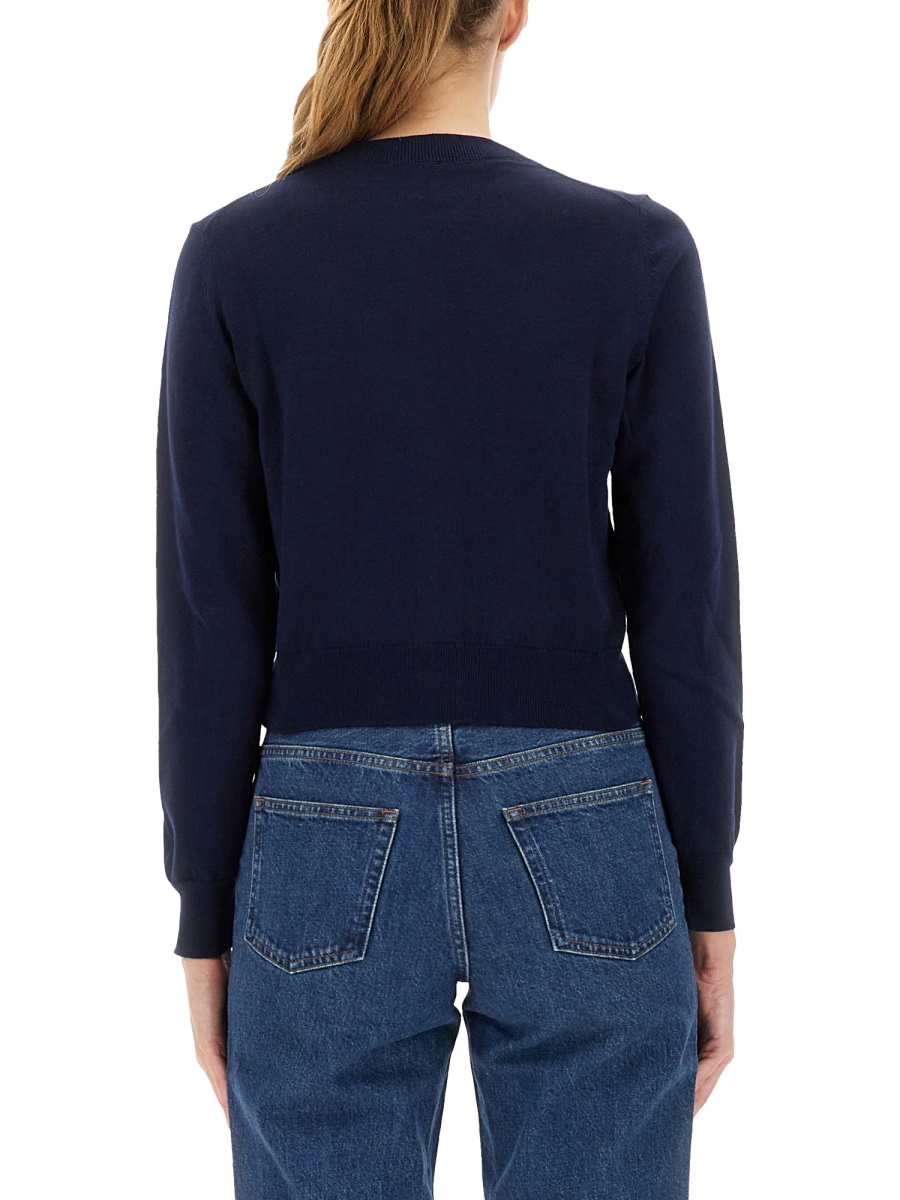 A.P.C. CARDIGAN WITH EMBROIDERED LOGO Blauw