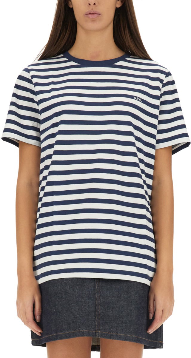A.P.C. STRIPED T-SHIRT Blauw
