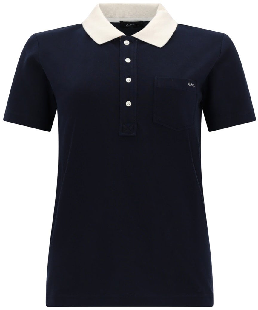 A.P.C. POLO SHIRT WITH LOGO AND CONTRASTING COLLAR Blauw