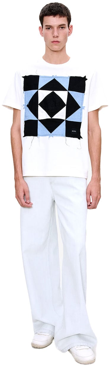 A.P.C. apc tshirt patchwork coton organique blanc Beige