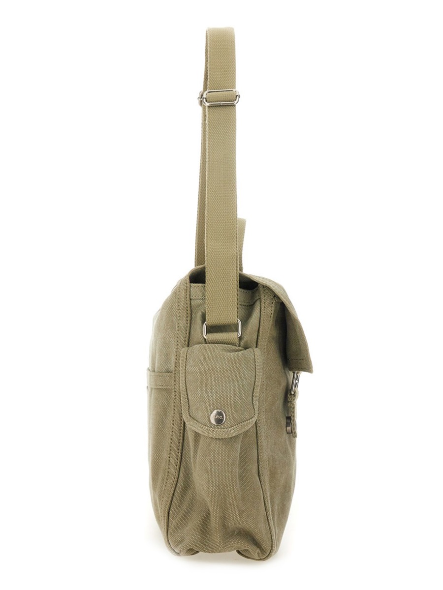 A.P.C. Muted Olive Buckle Straps Flap Shoulder Bag Neutraal