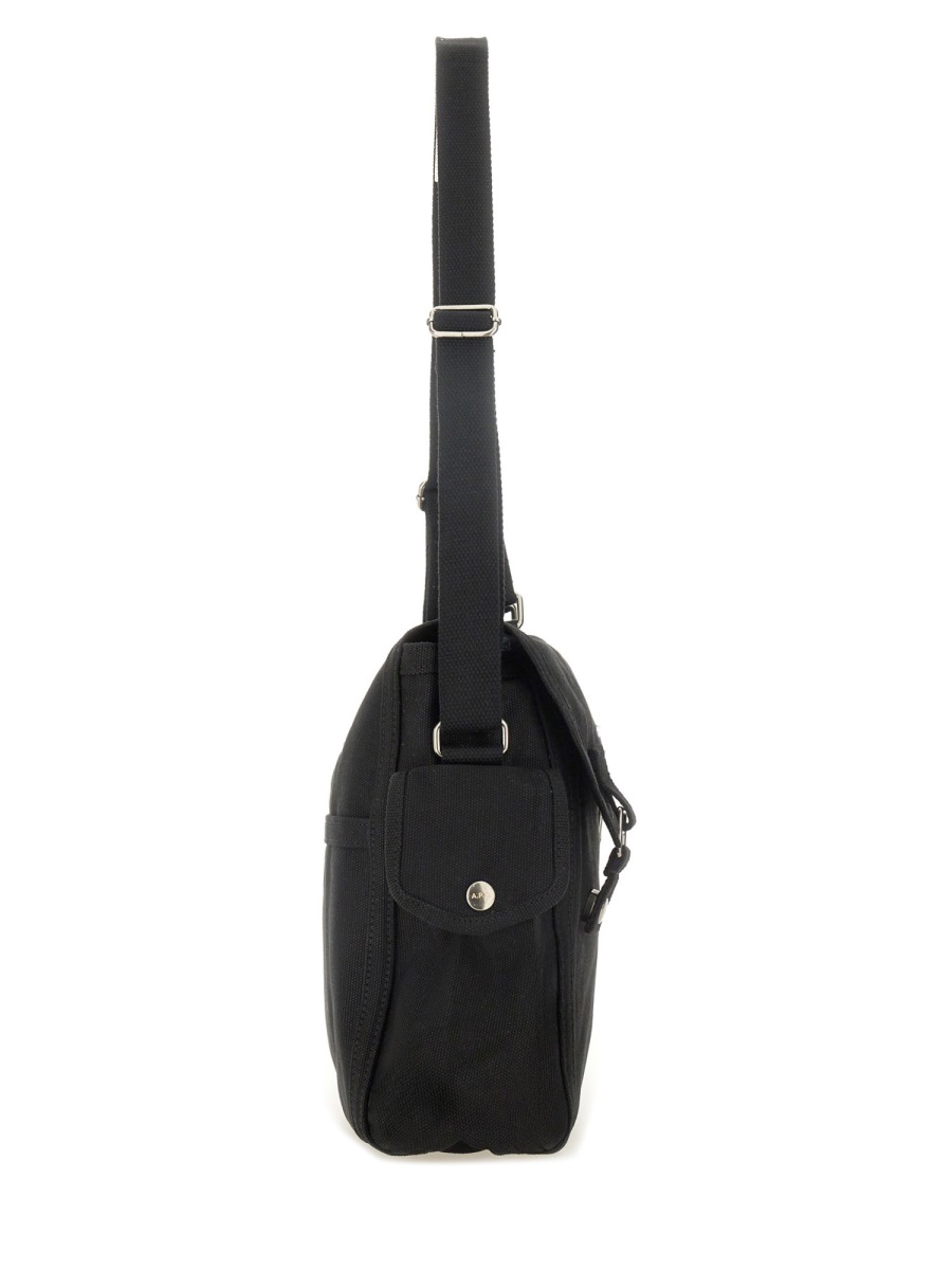 A.P.C. Structured Cotton Logo Shoulder Bag Zwart
