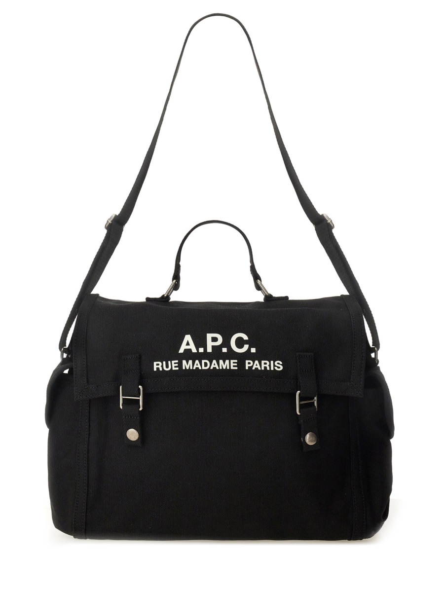 A.P.C. Structured Cotton Logo Shoulder Bag Zwart