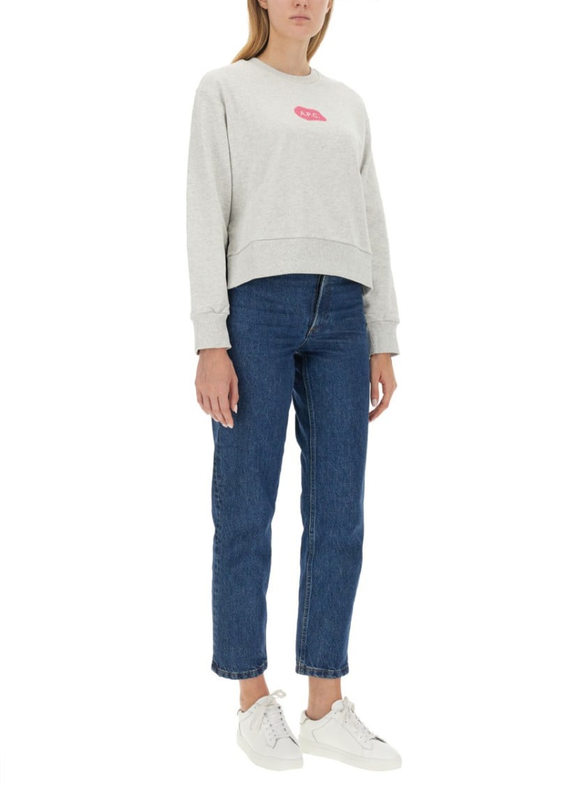 A.P.C. Cropped Hem Sweatshirt Wit