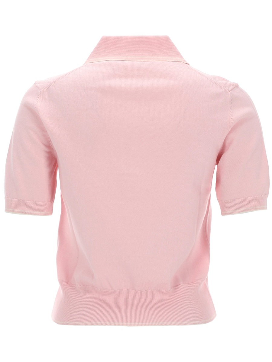 A.P.C. Lisa Pink Cotton Ribbed Polo Shirt Neutraal