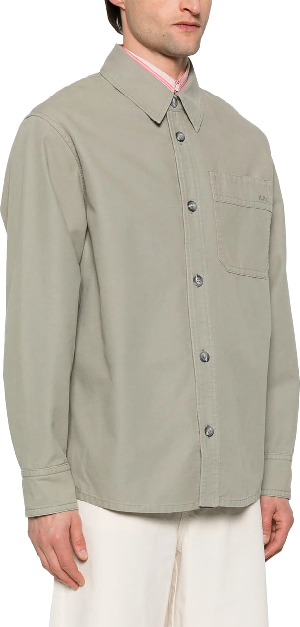 A.P.C. Shirts Gray Green Groen