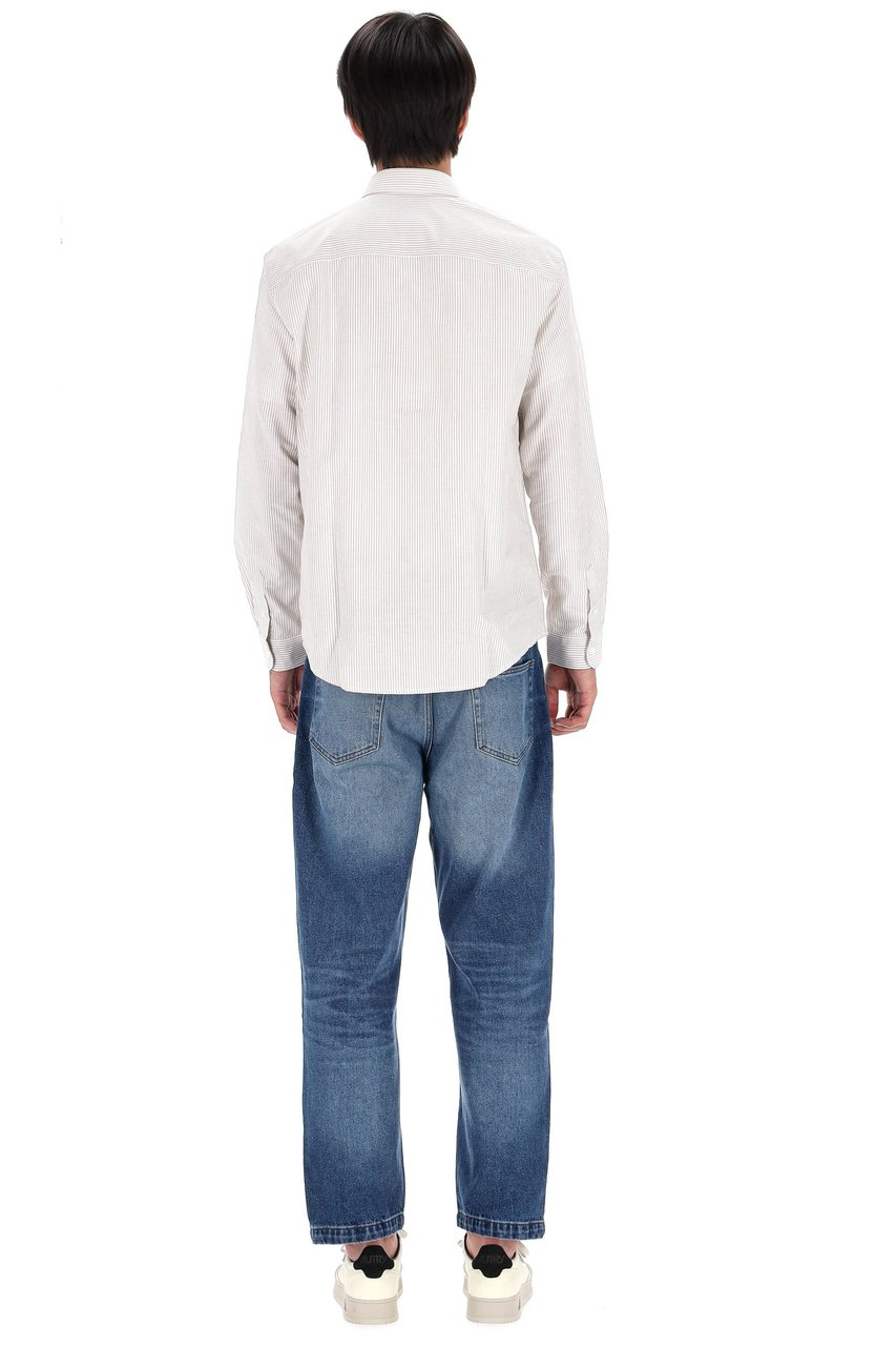 A.P.C. Standard Fit Cotton Piquet Striped Shirt Wit