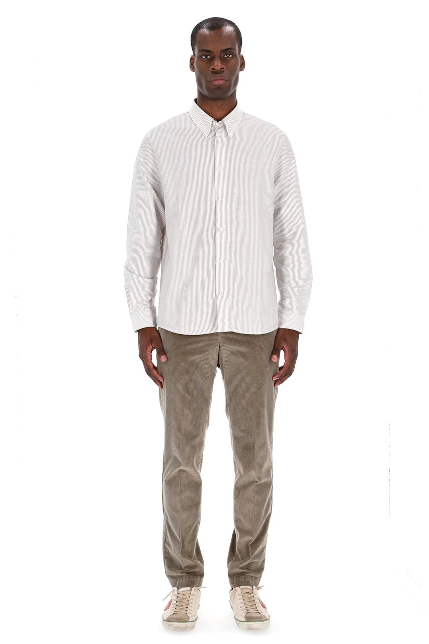 A.P.C. Standard Fit Cotton Piquet Striped Shirt Wit