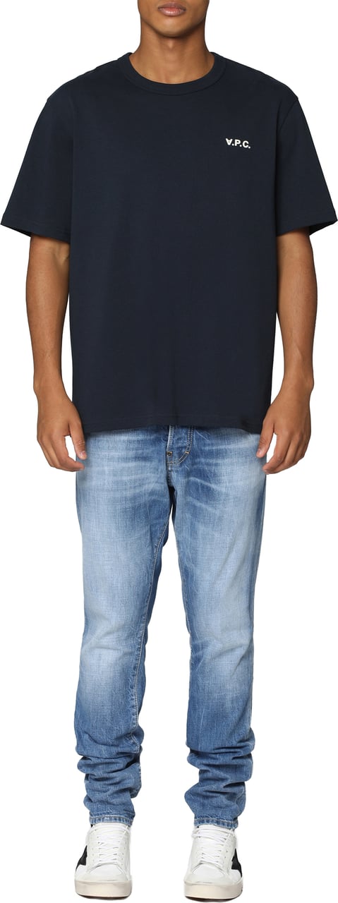 A.P.C. Cotton crew-neck T-shirt Blauw