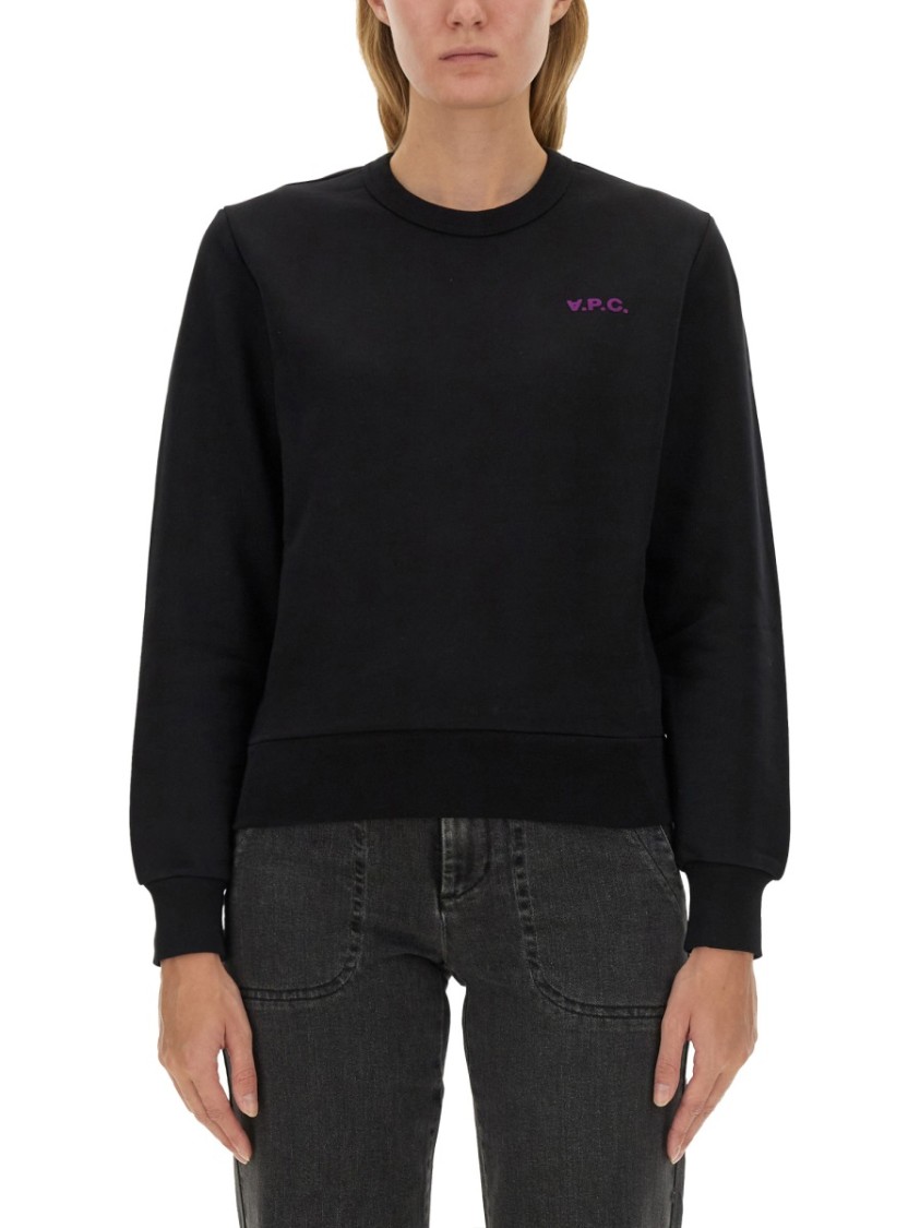 A.P.C. Relaxed-Fit Cotton Sweatshirt With Logo Detail Zwart