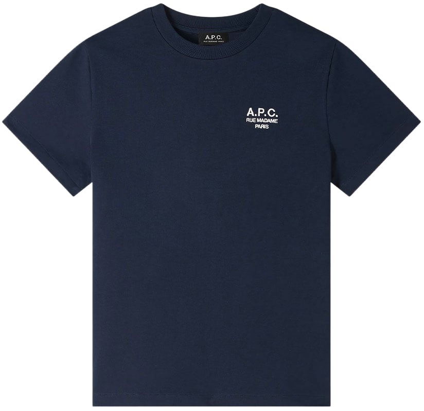 A.P.C. t shirt a p c standard rue madame coton dark navy ecru Blauw
