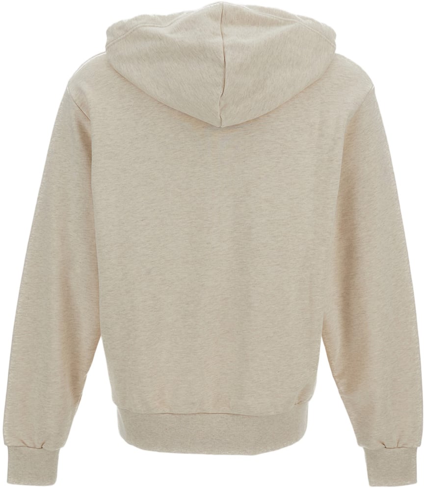 A.P.C. Beige Cotton Hooded Sweatshirt with Logo Print Neutraal