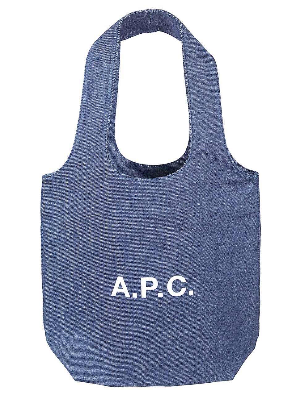 A.P.C. Denim Shopping Bag With Logo Blauw