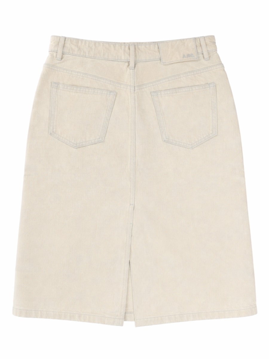 A.P.C. Organic Cotton Back Slit Skirt Neutraal