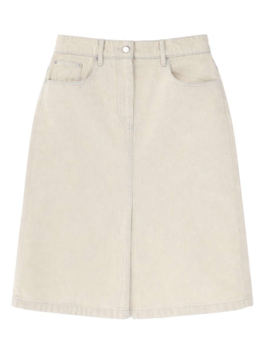 A.P.C. Organic Cotton Back Slit Skirt Neutraal
