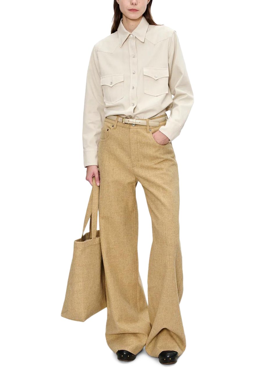 A.P.C. Classic Western-Inspired Shirt with Pointed Collar Neutraal