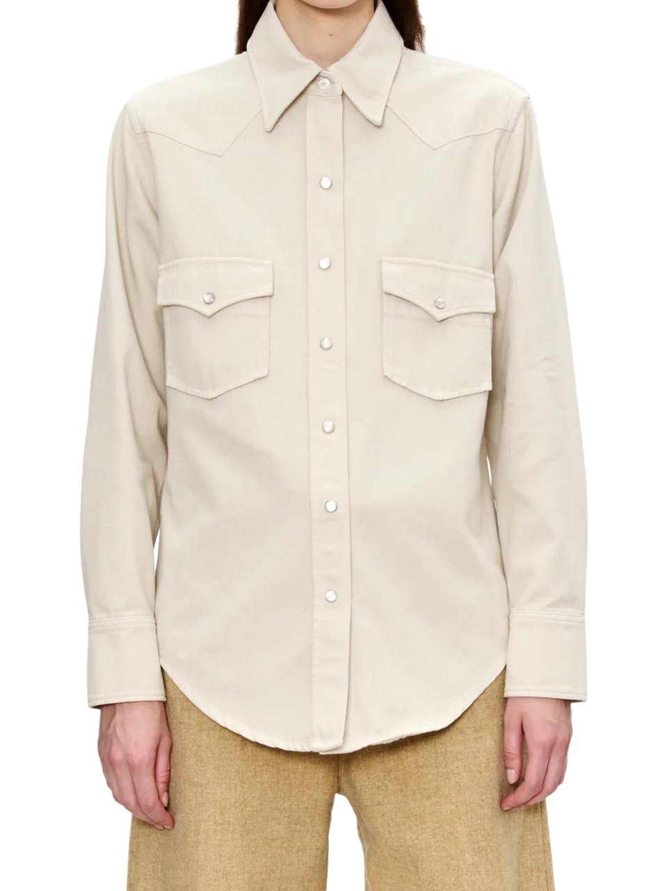 A.P.C. Classic Western-Inspired Shirt with Pointed Collar Neutraal