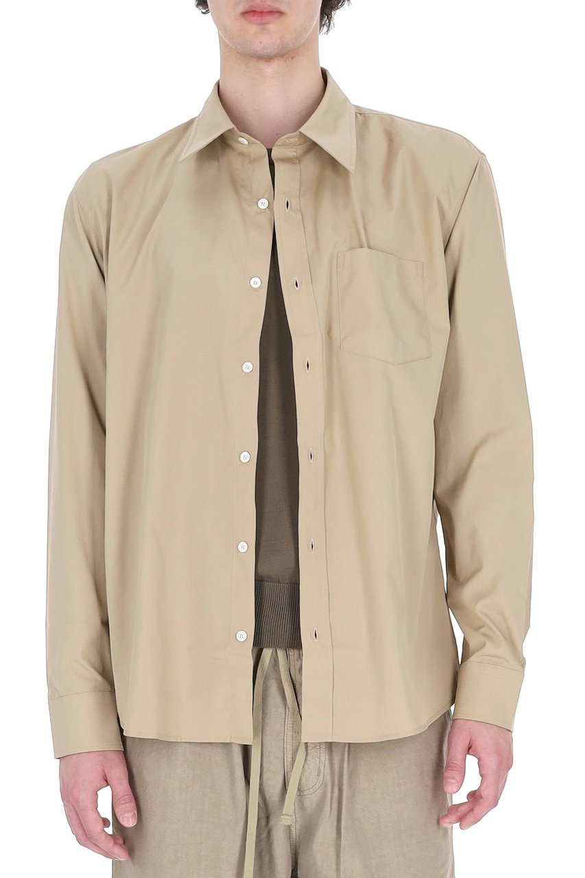 A.P.C. Owen Beige Organic Cotton Poplin Shirt Neutraal
