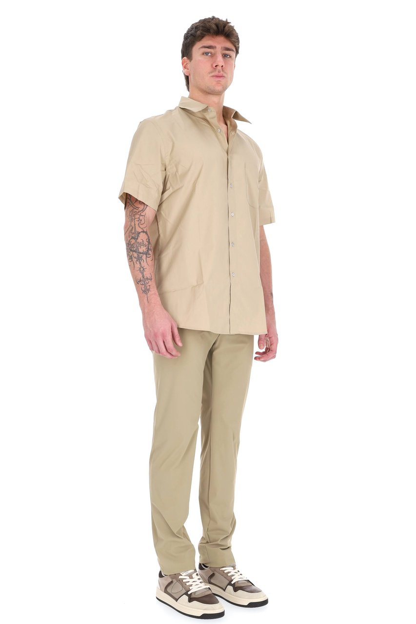 A.P.C. Beige Short-Sleeve Cotton Poplin Shirt Neutraal