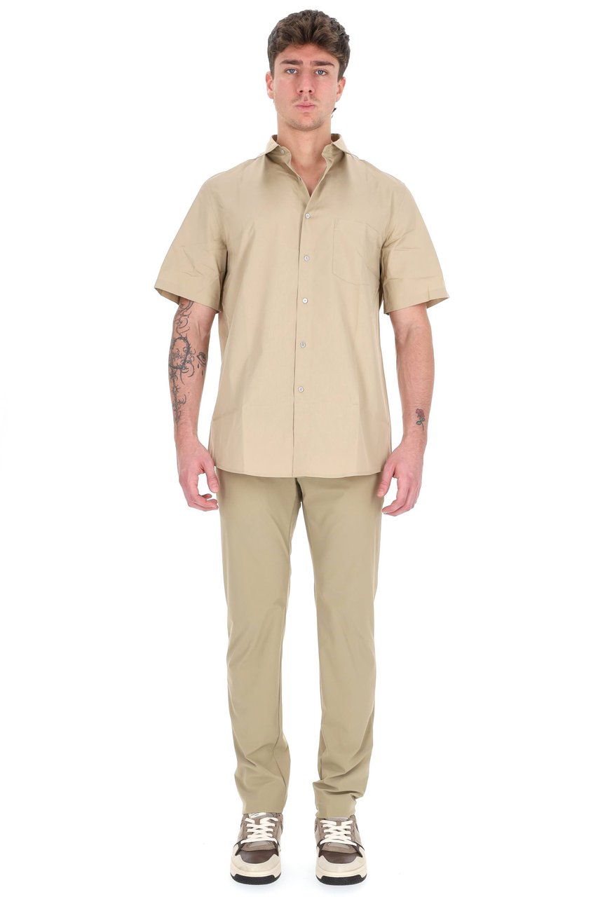 A.P.C. Beige Short-Sleeve Cotton Poplin Shirt Neutraal