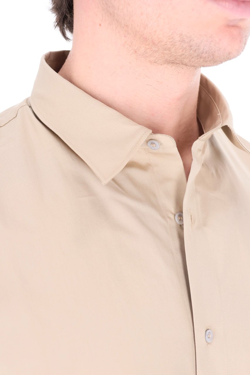 A.P.C. Beige Short-Sleeve Cotton Poplin Shirt Neutraal