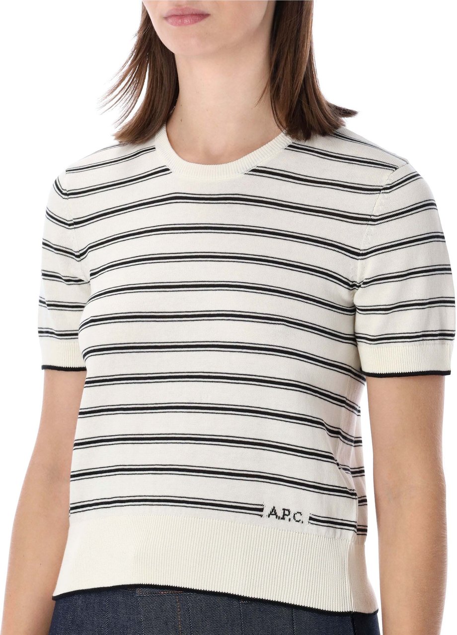 A.P.C. Haut Knit Mc Stripes Ecru Black Stripes Wit