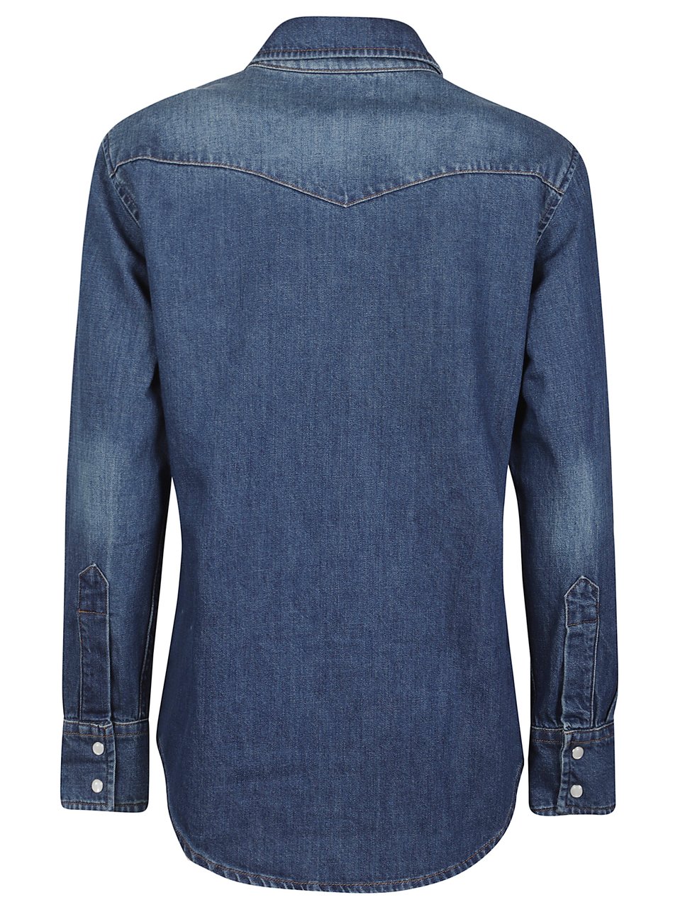 A.P.C. Denim Pearl Snap Button Shirt Blauw