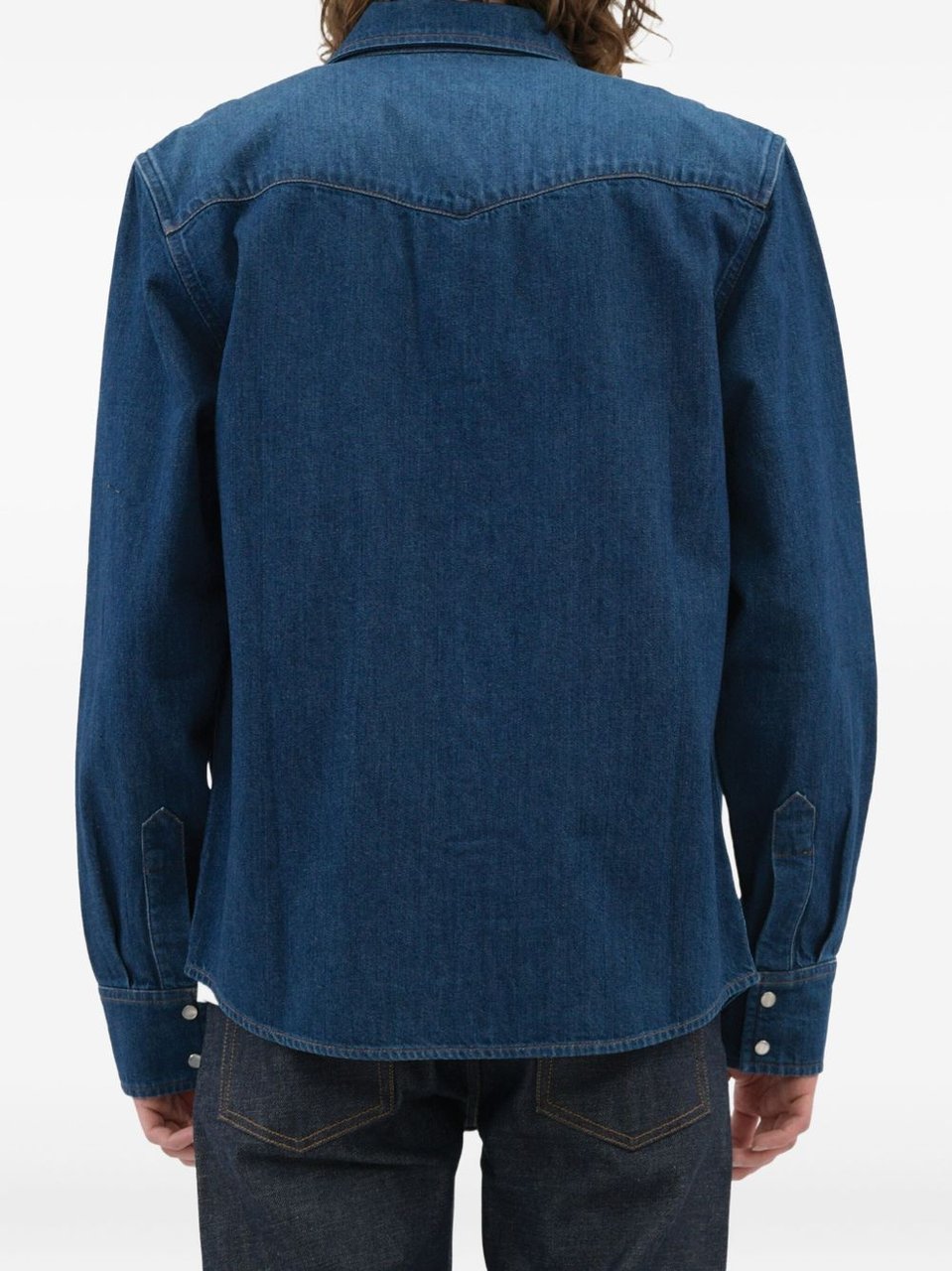 A.P.C. Blue Chest Flap Pockets Denim Shirt Groen