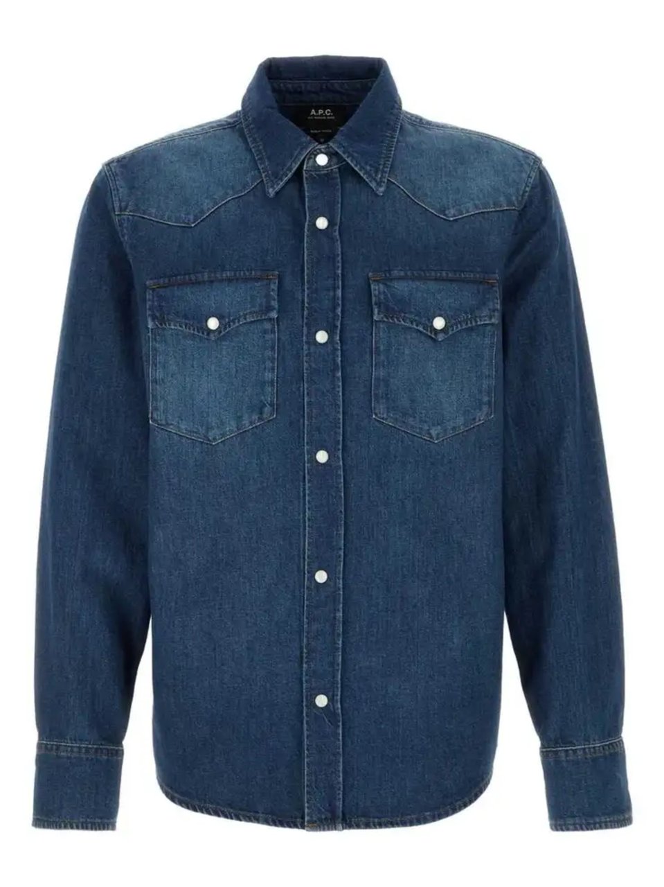 A.P.C. Blue Chest Flap Pockets Denim Shirt Groen