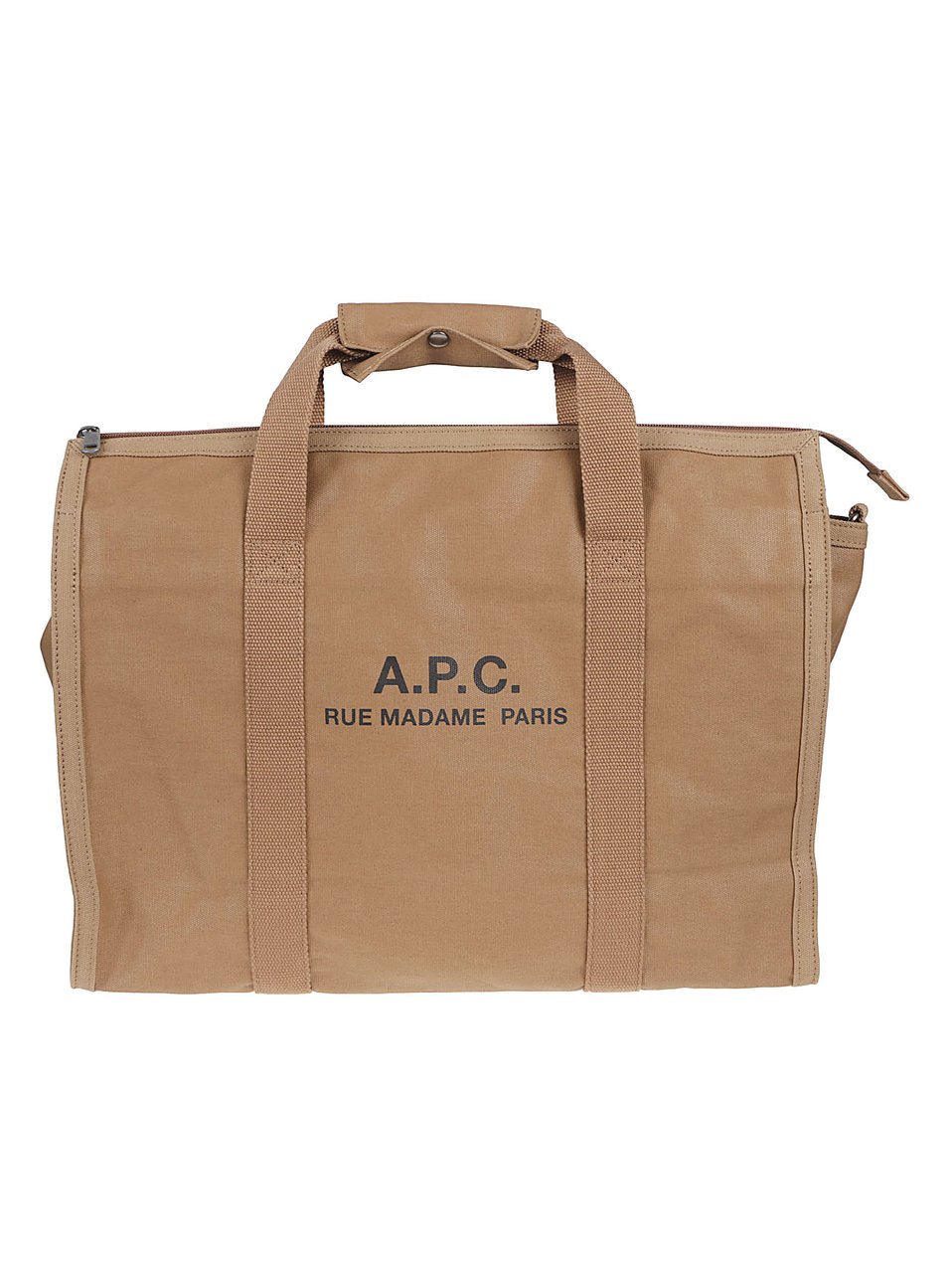 A.P.C. Rectangular Cotton Bag with Padded Handles and Detachable Strap Neutraal