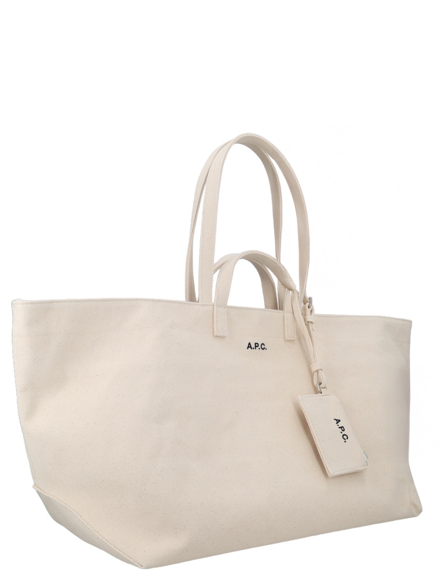 A.P.C. Structured Cotton Canvas Tote Bag with Detachable Pouch Neutraal